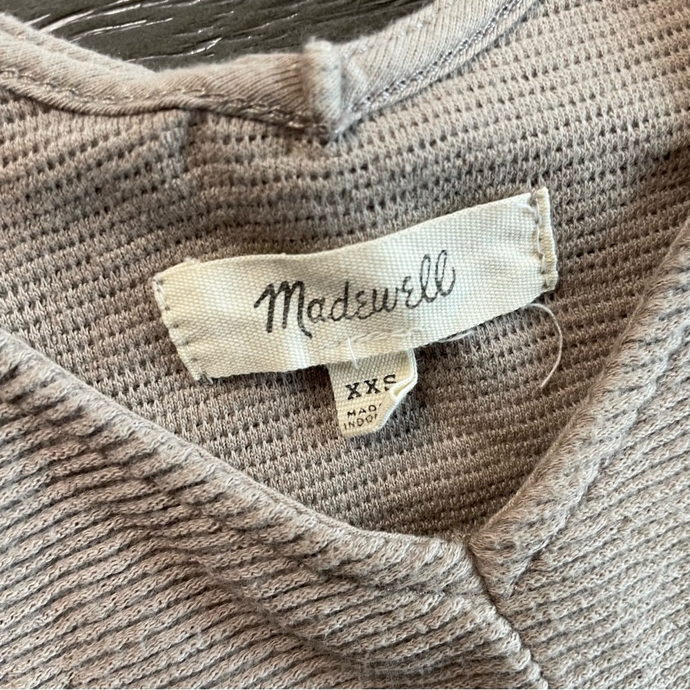 Madewell Tan Taupe Knot Front Tie Ribbed Tank Top XXS - Picture 4 of 7